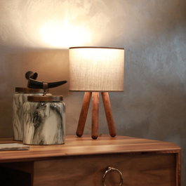 Opviq Lámpara de Mesa de Madera Gris Oscuro AYD-2941